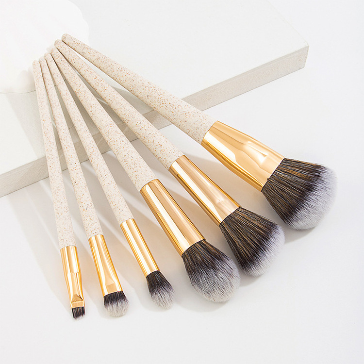 New biodegradable material 6 pcs of wheat straw powder dressing brush PLA material makeup brush setmakeup brush set