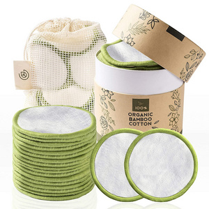 Eco friendly bamboo cotton face reusable make up remover pads facial cleaning makeup biodegradable reusable cotton pads