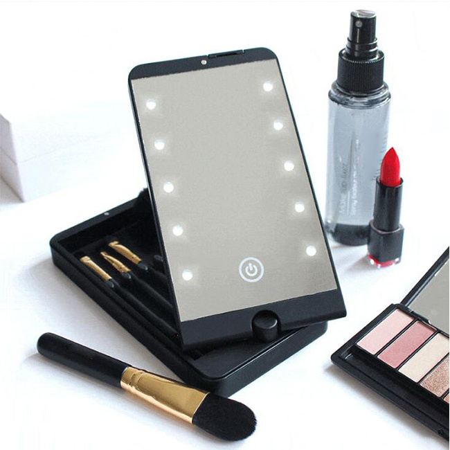 Portable Travel Vanity Mirror With Light Bulbs,Hand Held Vanity Mirror With Led Light