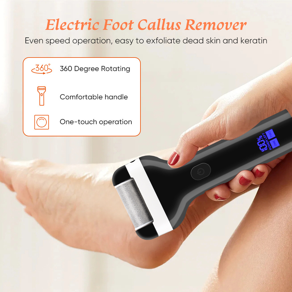 Electric Foot Scrubber with Stainless Steel Roller Head Callus Remover Foot File for Feet Cracked Heels and Dead Skin