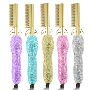 Ceramic Hot Sale High Temperatures Pressing Comb 500 Degree Ceramic Comb Bling Crystal Hair Straightener Comb