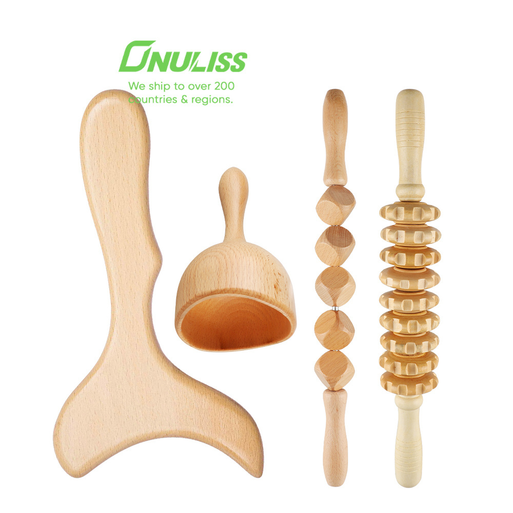 4 Cube Roller Cellulite Wood Gua Sha Pink Maderoterapia Set Wooden Scuplting Colombian Massage Top Quality Wood Therapy Tools