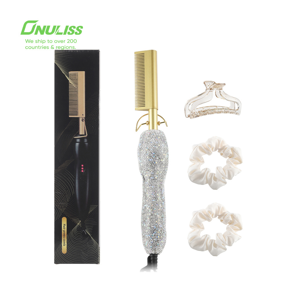 Ceramic Hot Sale High Temperatures Pressing Comb 500 Degree Ceramic Comb Bling Crystal Hair Straightener Comb