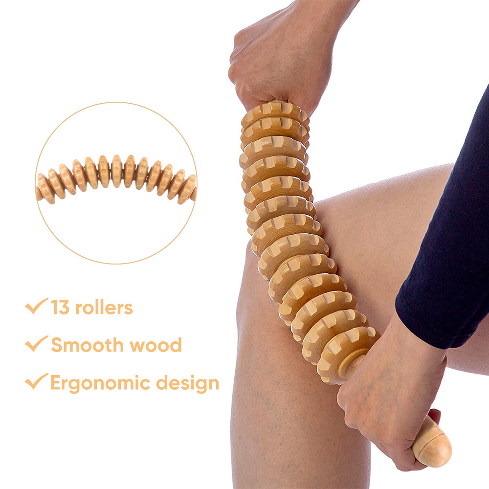 Wood Therapy Massage Tools Maderoterapia Kit Wood Massager Roller Gua Sha Roller Manual Wooden Fascia Massage