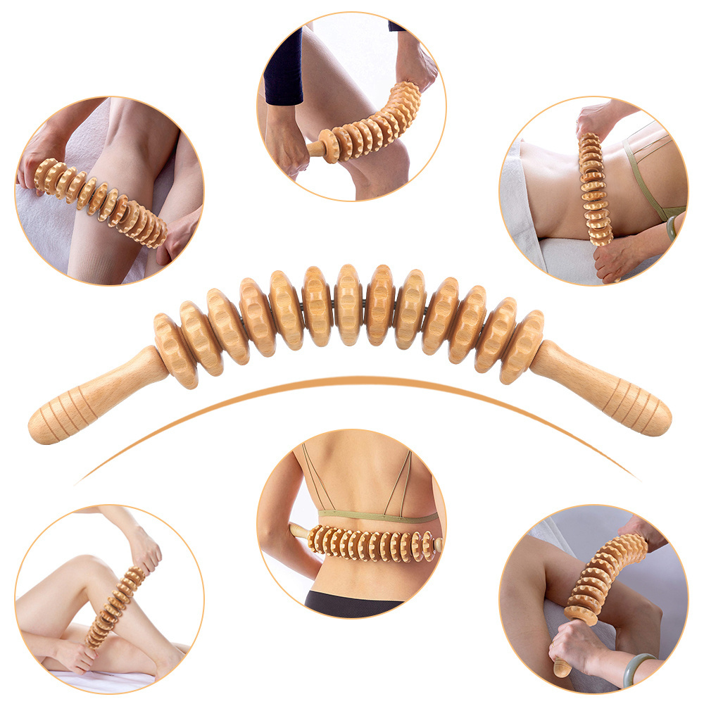 Wood Therapy Massage Tools Maderoterapia Kit Wood Massager Roller Gua Sha Roller Manual Wooden Fascia Massage