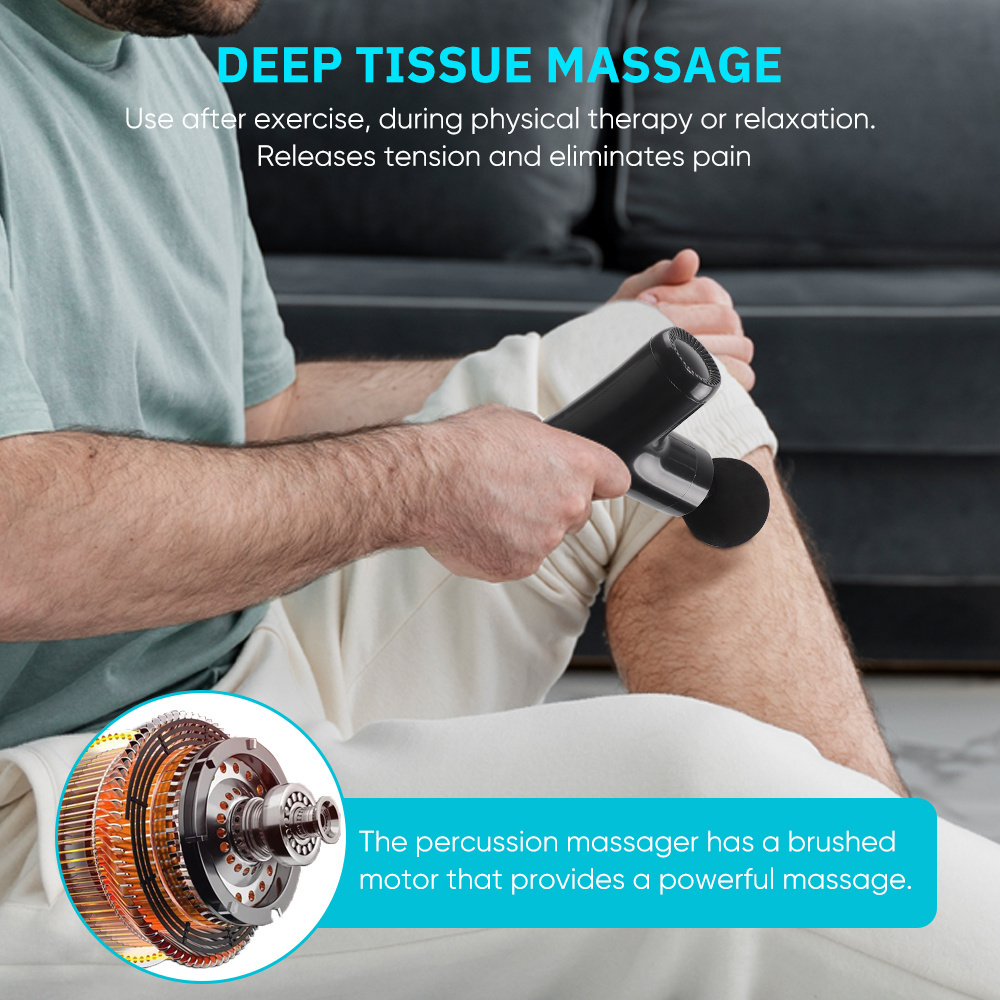 Handheld Percussion Body Massage Gun Portable 4 Speed Digital LCD Screen Equipment for Deep Tissue Muscle Massage