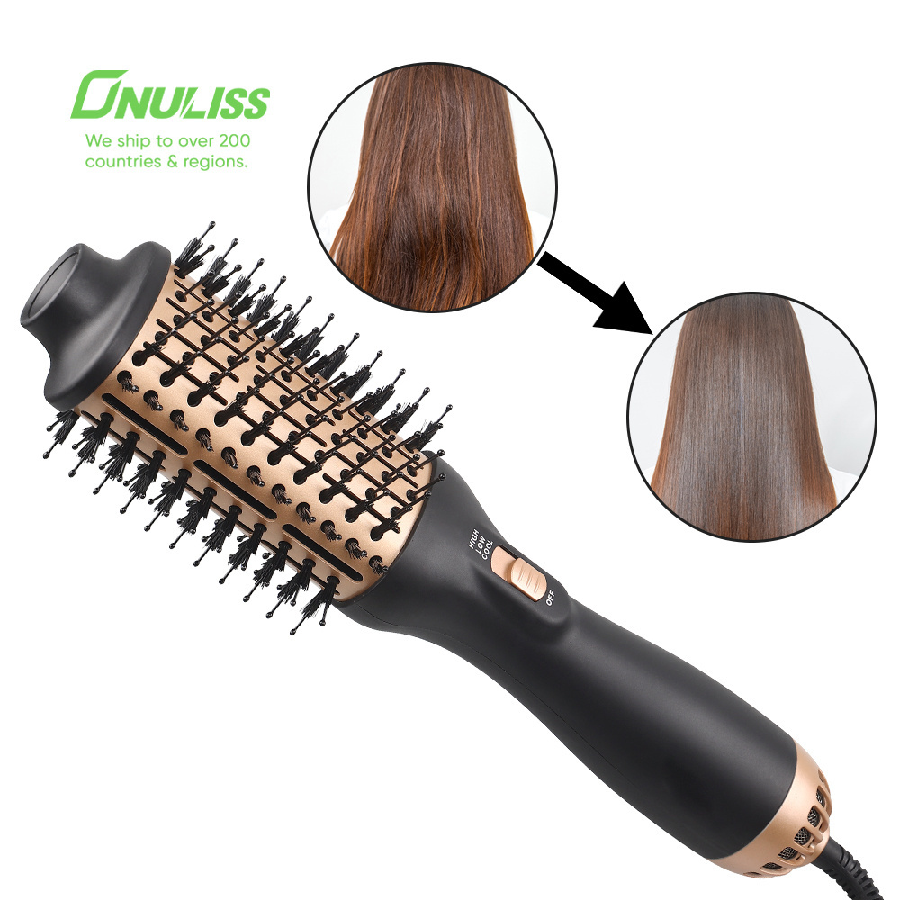 Electric 3 in 1 Professional Portable Heat Cold Straightener Comb Hot Air Brush Styler One Step Hair Dryer And Volumizer