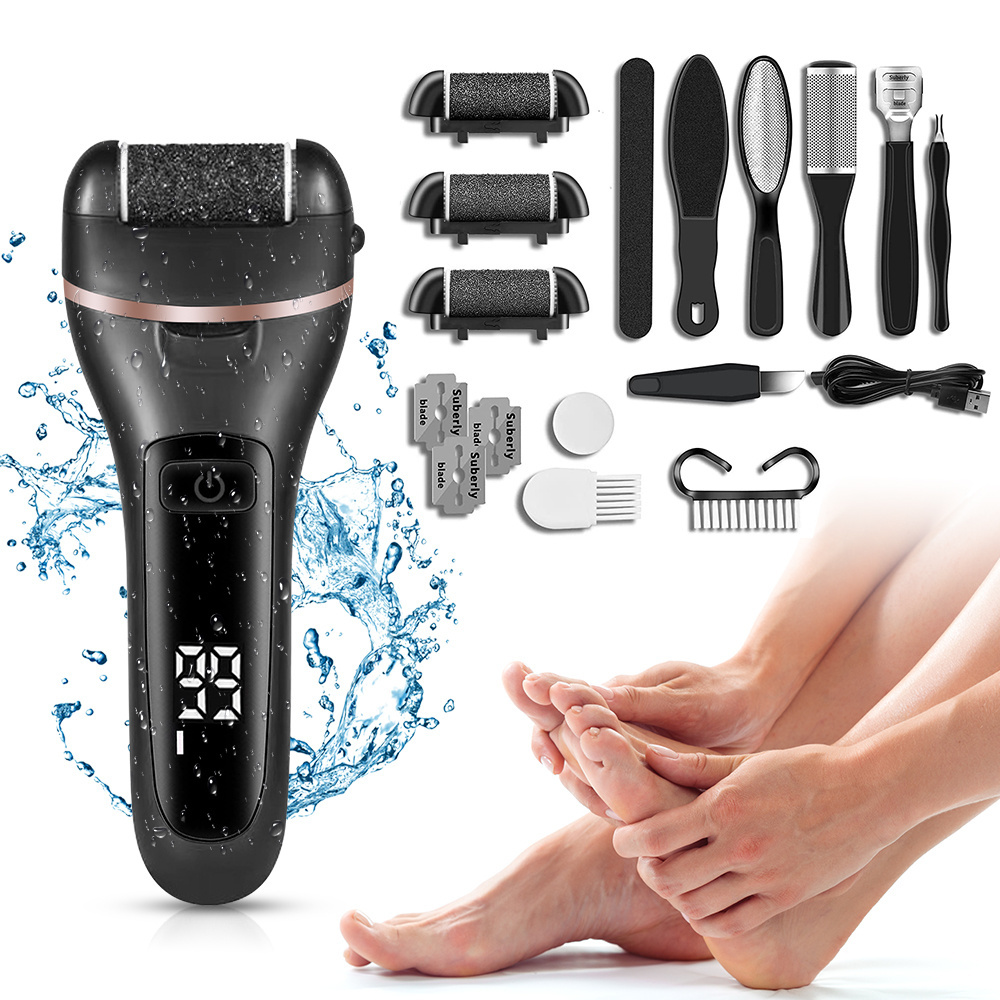 Electric Pedicure Callus Remover Stainless Steel Dead Skin Grinder with LED Display USB Charging Foot File for Foot Cleaning