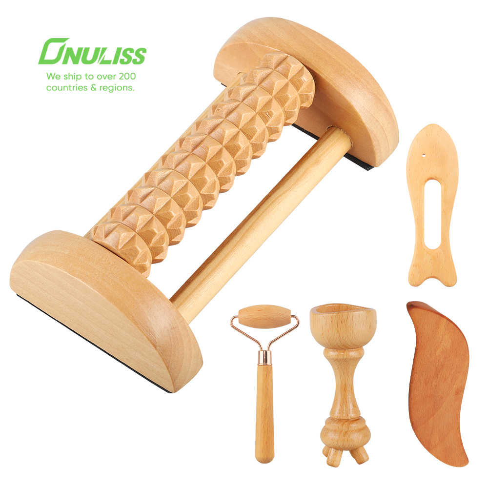 Wooden Therapy Massage  Polished Pink Wood Therapy Massage Roller Gua sha Board