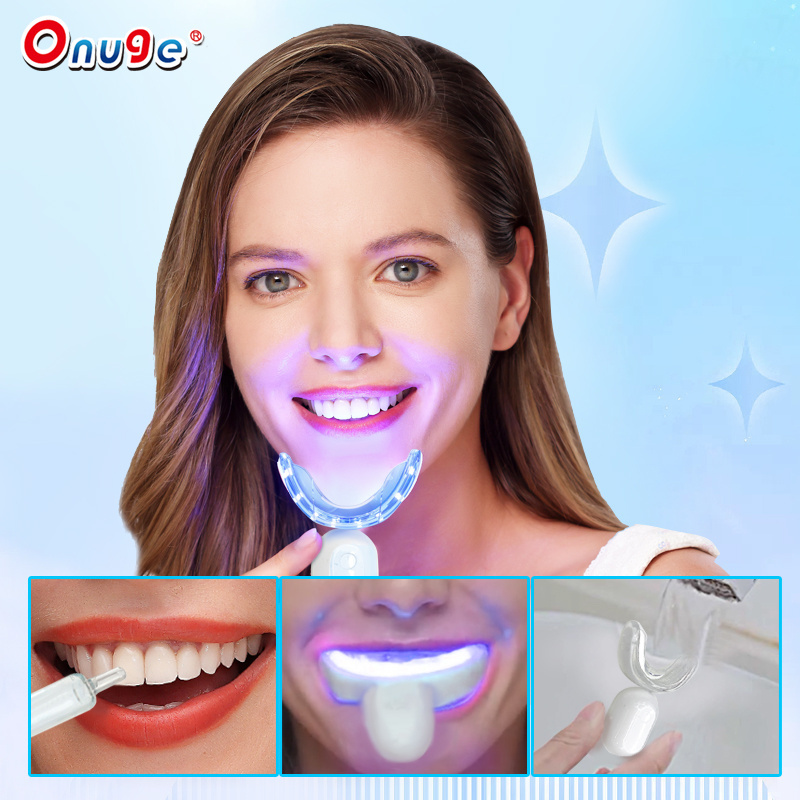 white tooth products private label teeth whitening led kit with logo 4 syringes blue light teeth whitening device