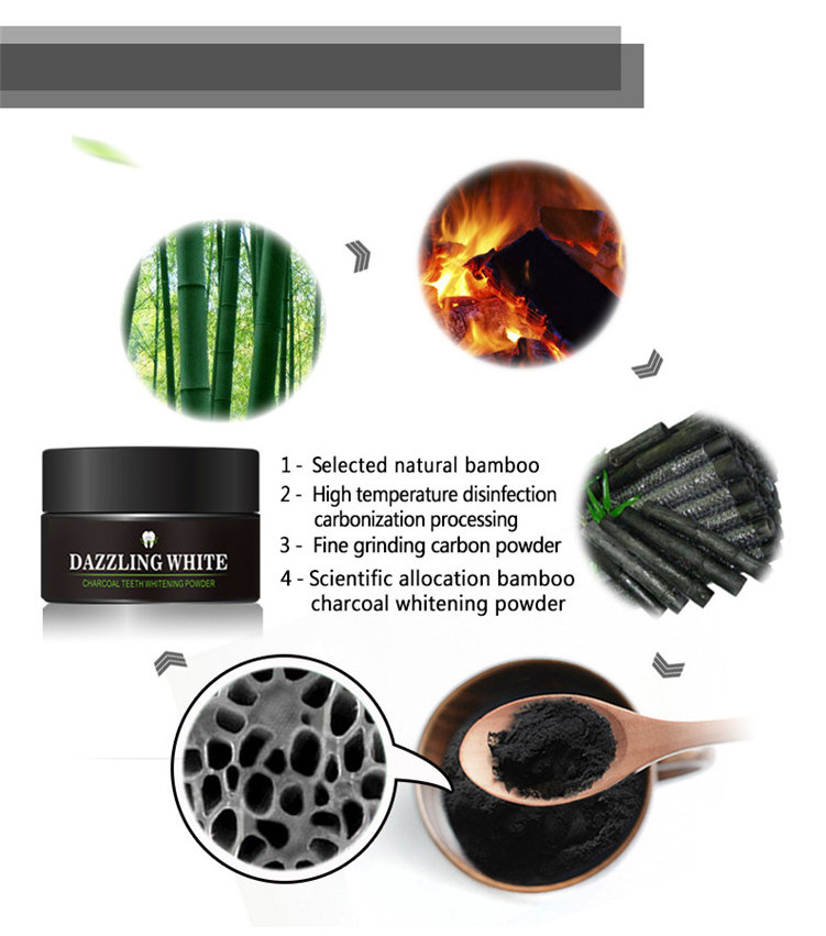 Professional organic activated charcoal teeth whitening powder