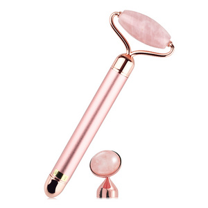 Aventurine Vibrator Facial Massage Jade Roller Gua Sha Set Electric Vibrating Rose Quartz Jade Roller For Face