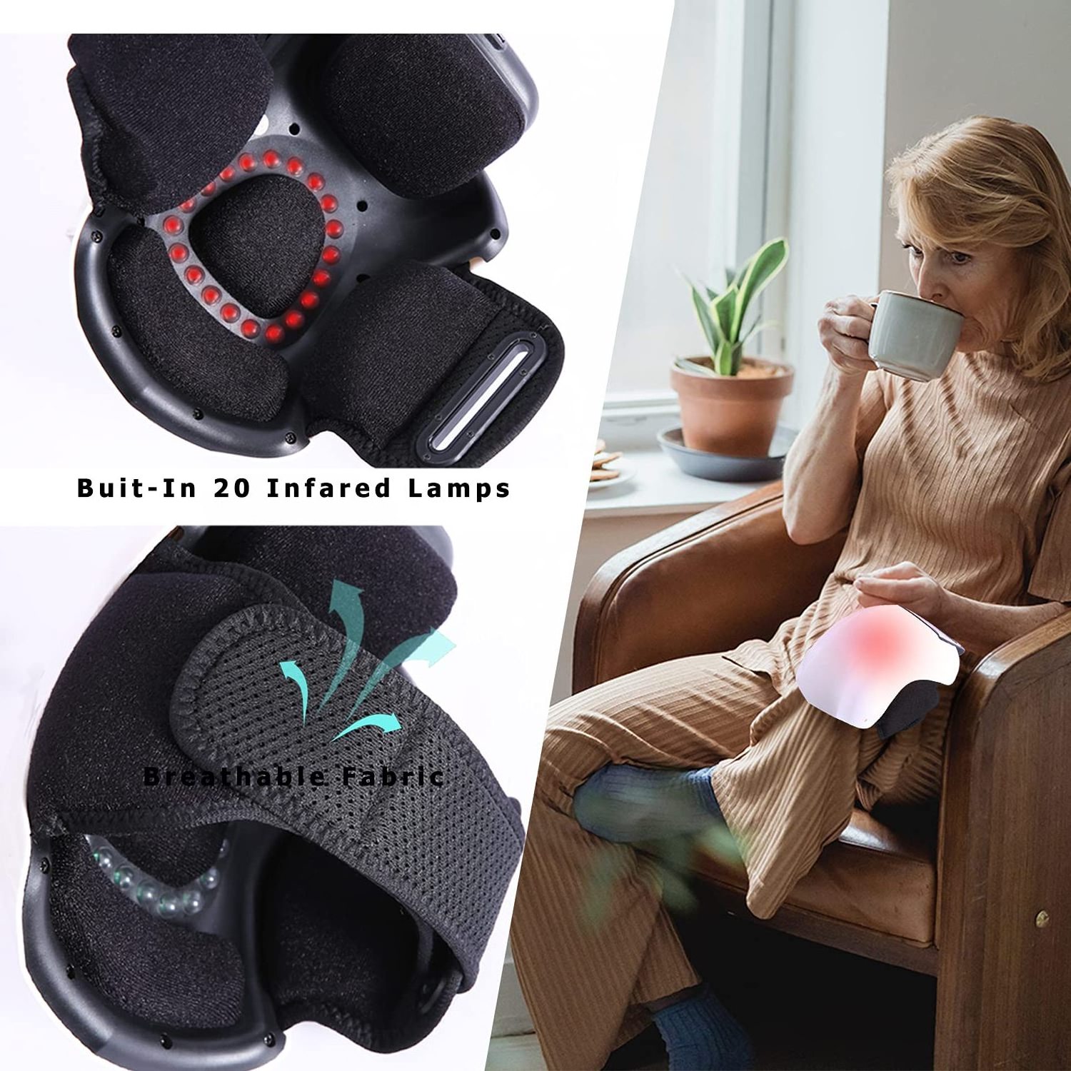 Knee Massager Pain Relief Infrared Joint Pain Knee Brace Wrap 3 Modes Air Compression Knee Massager with Heat Arthritis