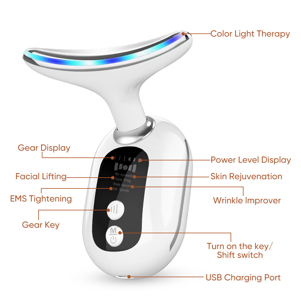 LED Heat Vibration Facial Lifting Massage Device for Face Neck Sculpting