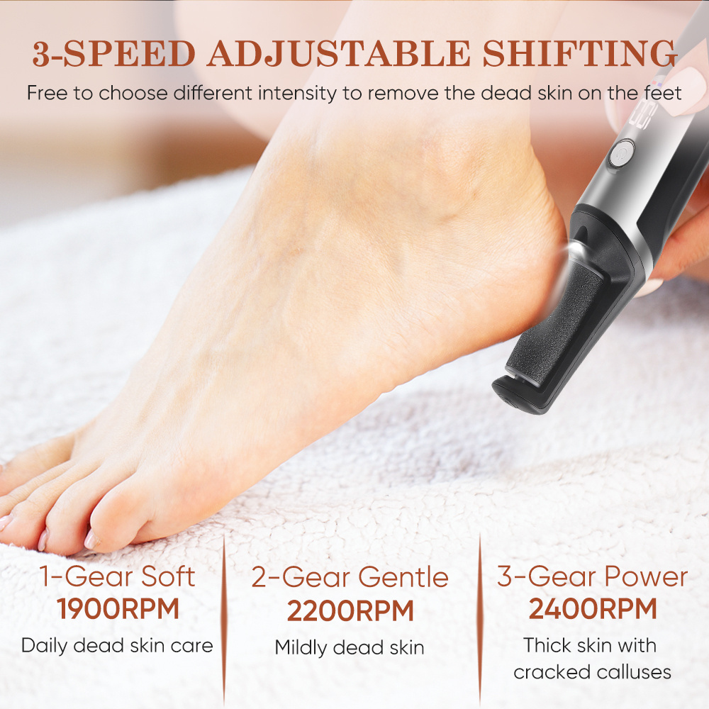 New Arrivals Ipx5 Waterproof Foot File Callous Remover Usb Rechargeable Hard Skin Remover Foot File Electric Callus Remover