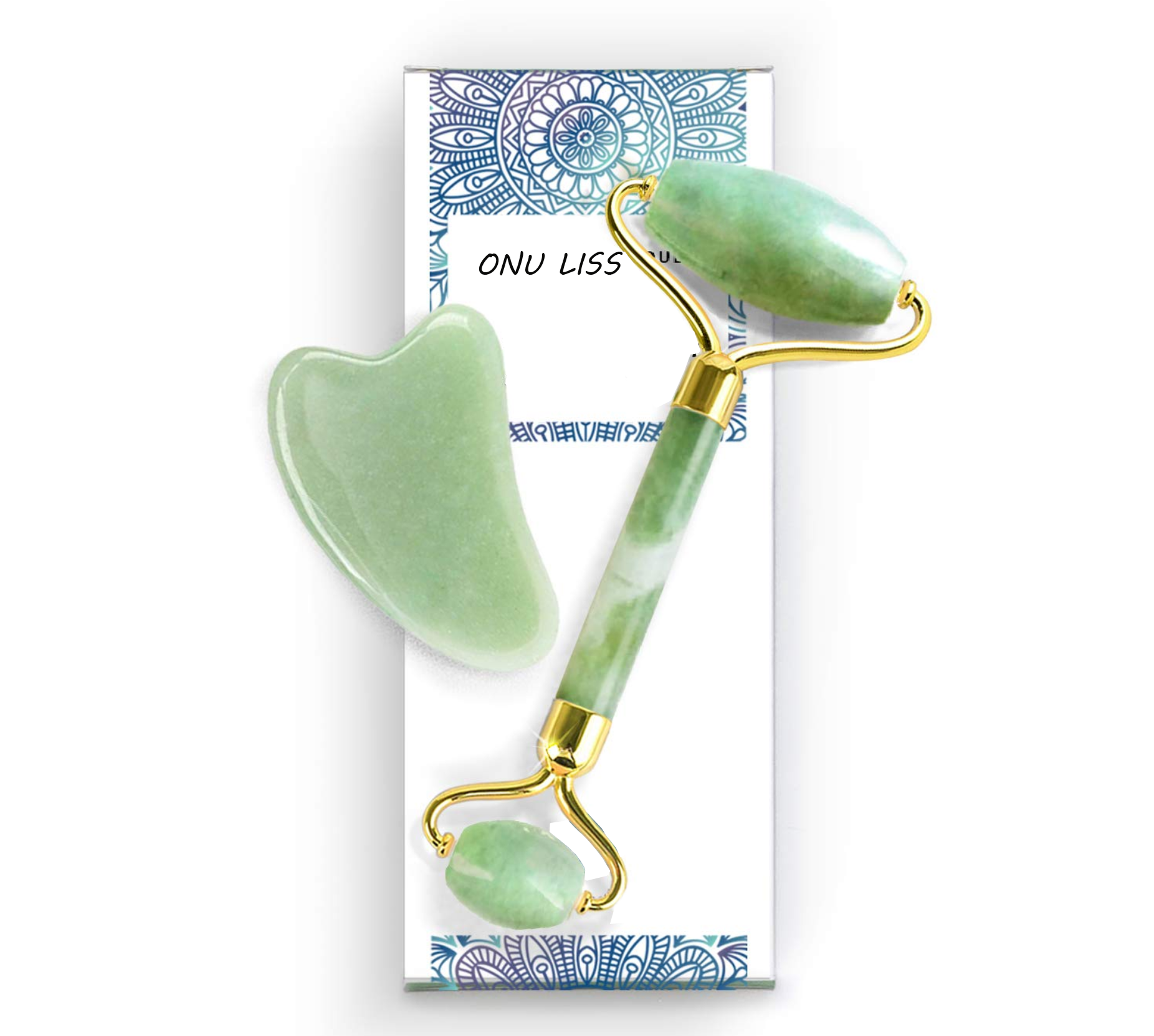 Skin Care Set Jade Roller with Gua Sha Scrapping Massage Tool Facial Massage Tool - Eye Roller - Quarts Roller - Anti-Aging Eye