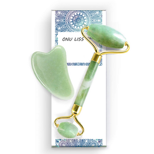 Skin Care Set Jade Roller with Gua Sha Scrapping Massage Tool Facial Massage Tool - Eye Roller - Quarts Roller - Anti-Aging Eye