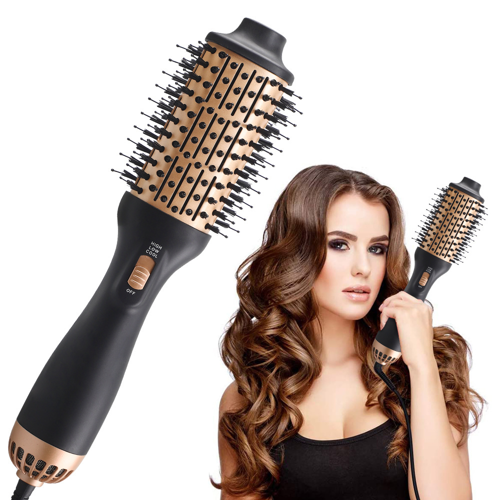 Electric Professional Heat Cold Hot Air Brush Styler One Step Hair Dryer Volumizer 3 in 1 Negative Ion Hair Straightener Comb