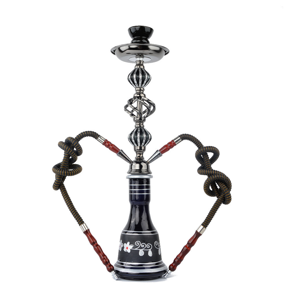 Pipe Full Set of Hookah Accessories Shisha Smoking Set Factory Arabian Hookah Medium Double-tube 2 Pipe Twist Ball Glass Frosted