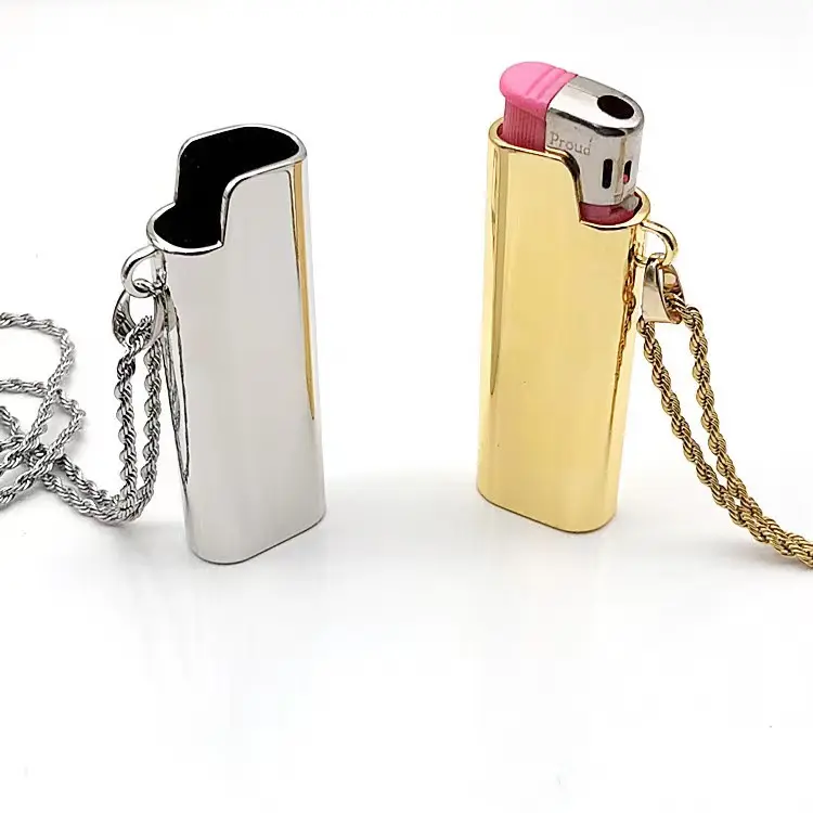 Fashion Hanging Neck Metal Lighter Leash Stash Box for Lighter Case Smoking Accessories