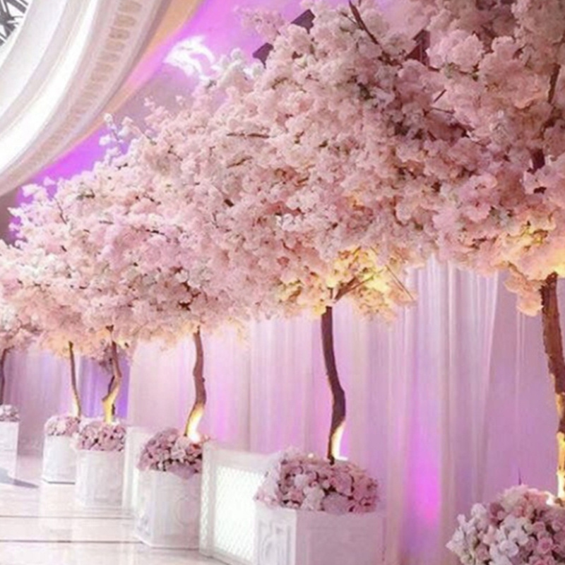 Romantic Centerpiece 3.1m Plastic Silk Pink Sakura Flower Artificial Cherry Blossom Tree Large White Artificial Cherry Tree