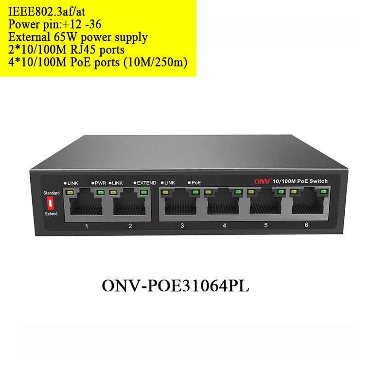 OEM/ODM PoE switch 4  8 16 24 ports 10/100M & Gigabit unmanaged 48V ethernet fiber switch poe IEEE802.3af/at suitable CCTV,NVR