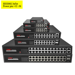 Hot selling OEM 4 8 16 24 48 port 10/100m poe switch 802.3 af at Max 30w output