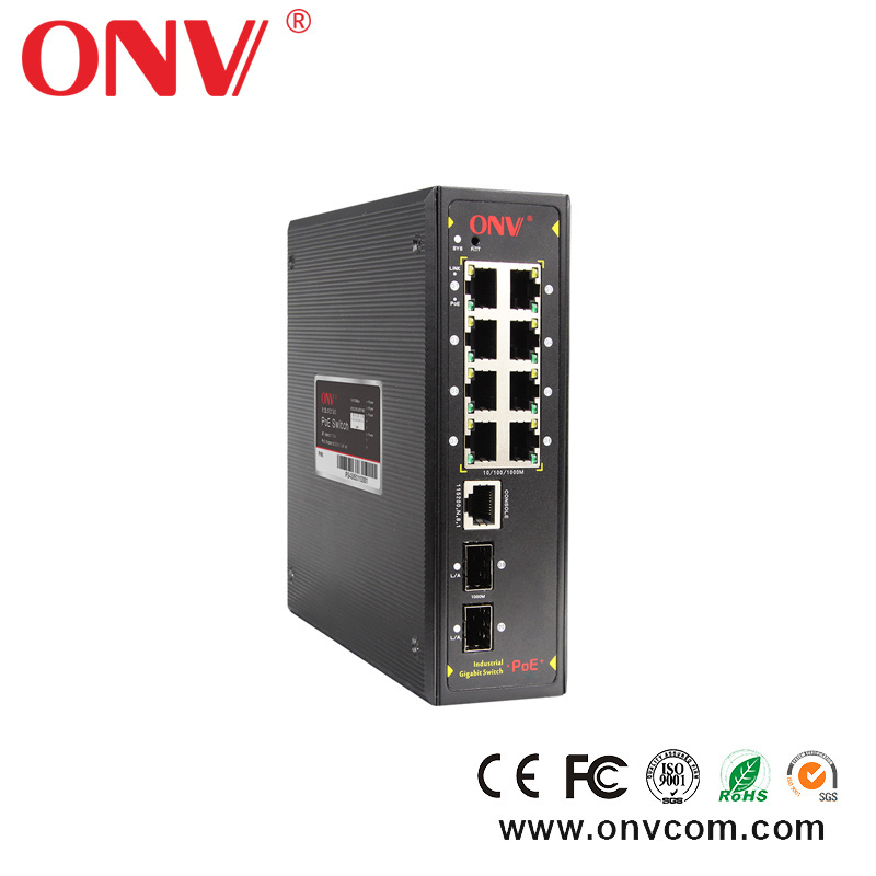 ONV-IPS33108PFM web managed 10/100/1000M 10 port industrial poe switch