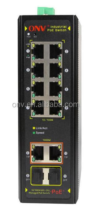 ONV Manageable Outdoor Industrial Ethernet 10 port Network Switch PoE