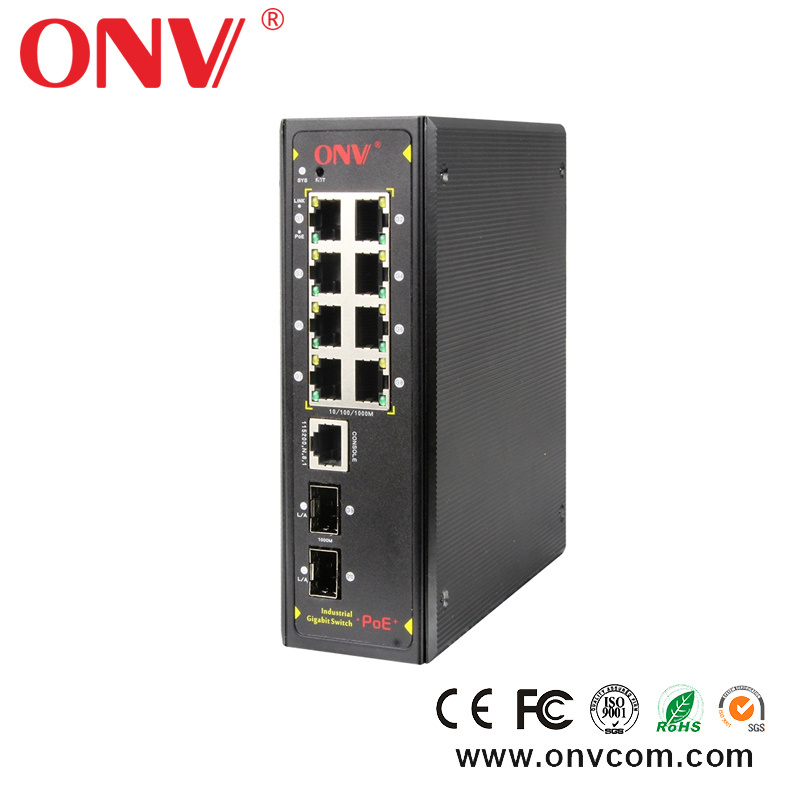 ONV-IPS33108PFM web managed 10/100/1000M 10 port industrial poe switch