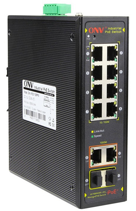 ONV Manageable Outdoor Industrial Ethernet 10 port Network Switch PoE