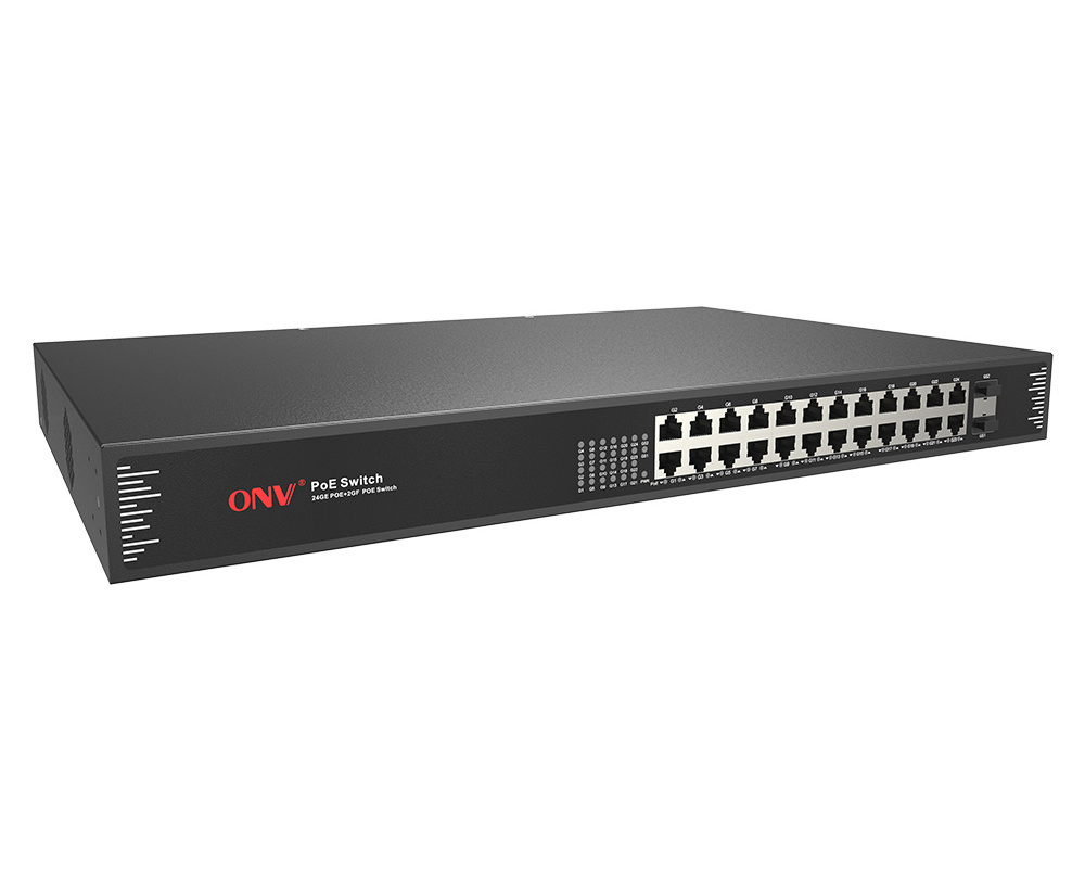 ONV 24 Port Gigabit PoE Switch Rack Mountable fiber poe switch