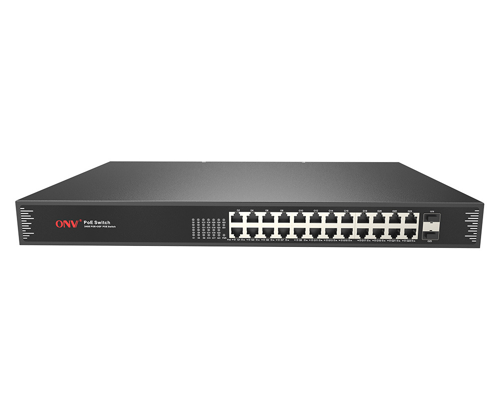 ONV 24 Port Gigabit PoE Switch Rack Mountable fiber poe switch