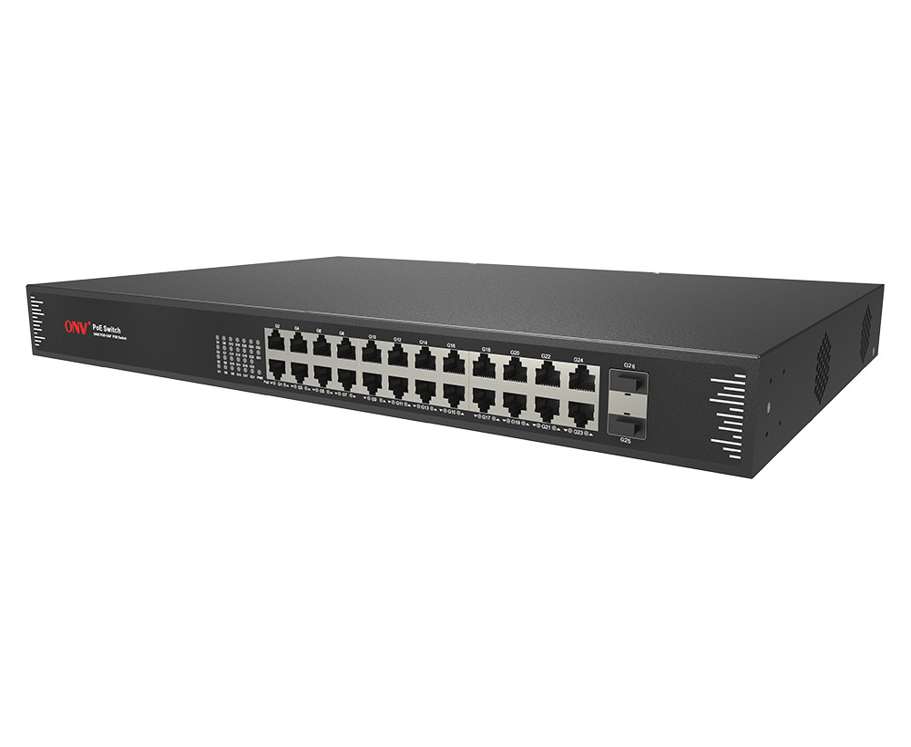 ONV 24 Port Gigabit PoE Switch Rack Mountable fiber poe switch