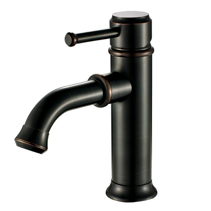 2024 Hot Sale Brass Vintage Fashion Faucets Bathroom Basin Cold And Hot Water Simple Single Handle Black Bronze Faucet