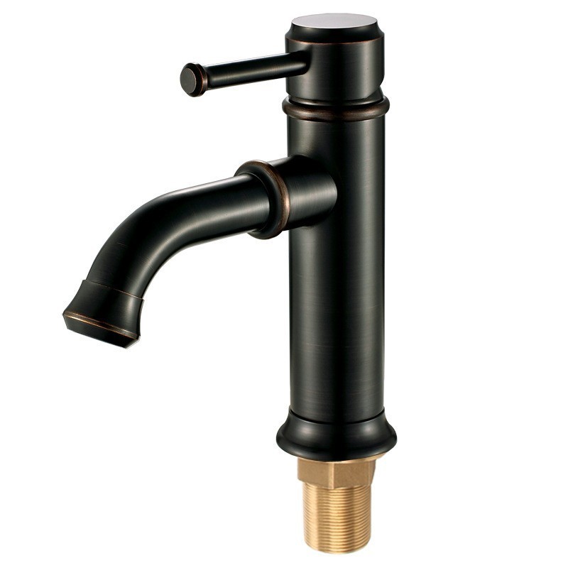 2024 Hot Sale Brass Vintage Fashion Faucets Bathroom Basin Cold And Hot Water Simple Single Handle Black Bronze Faucet