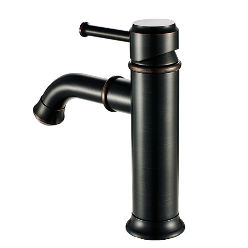 2024 Hot Sale Brass Vintage Fashion Faucets Bathroom Basin Cold And Hot Water Simple Single Handle Black Bronze Faucet