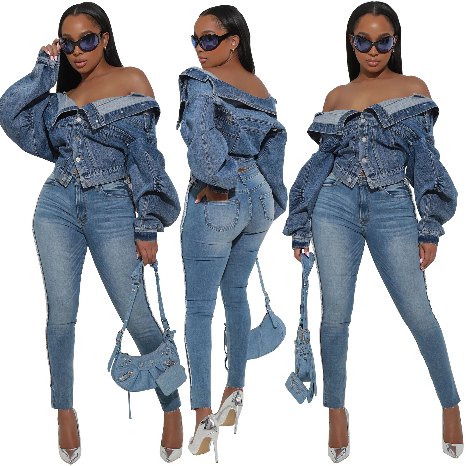 Fashion design irregular two wear casual short denim coats demin jacket woman