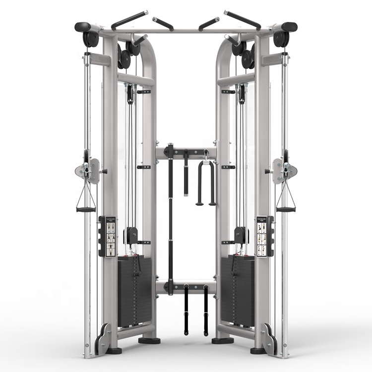 Commercial gym equipment adjustable dual pulley system