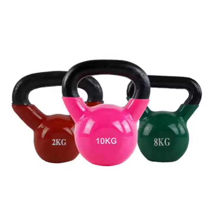 Colorful Vinyl & Neoprene Coated Cast Iron Kettlebell Free Weights for Men and Women Training