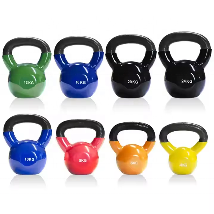 Colorful Vinyl & Neoprene Coated Cast Iron Kettlebell Free Weights for Men and Women Training