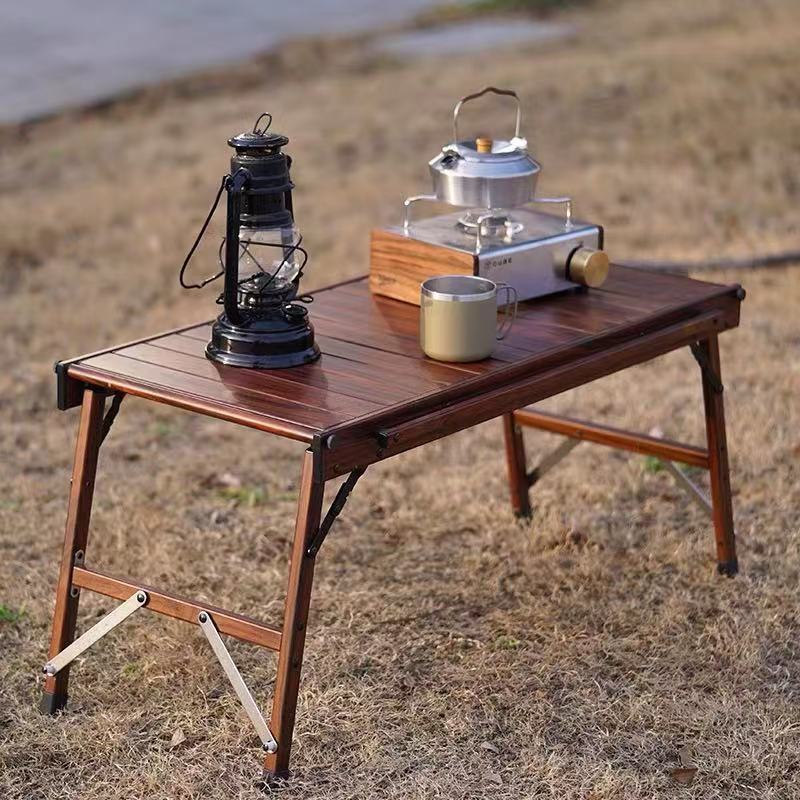 Onwaysports Lightweight Egg Roll Up Foldable Outdoor Wood Camping Kitchen Table For Picnic