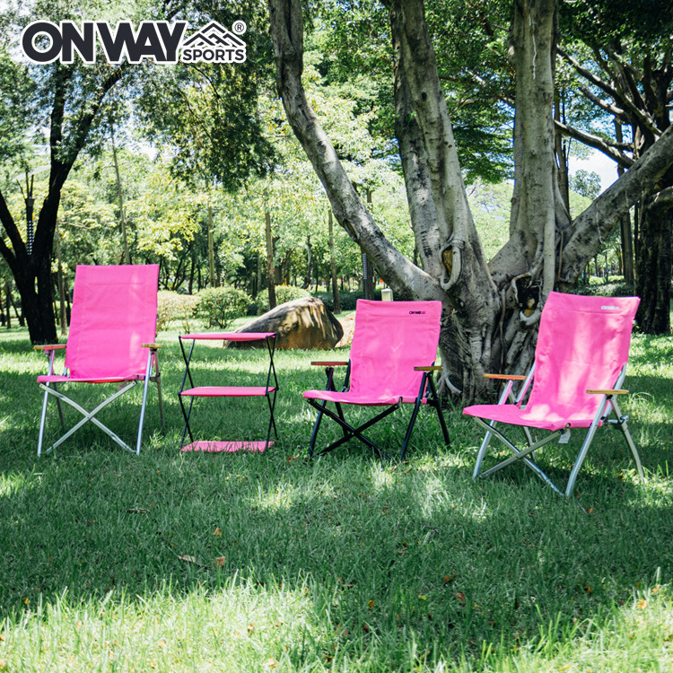 New Arrival Outdoor Pink Camping Furniture Set Folding Camping Lounge Chair Foldable Camping Storage Rack