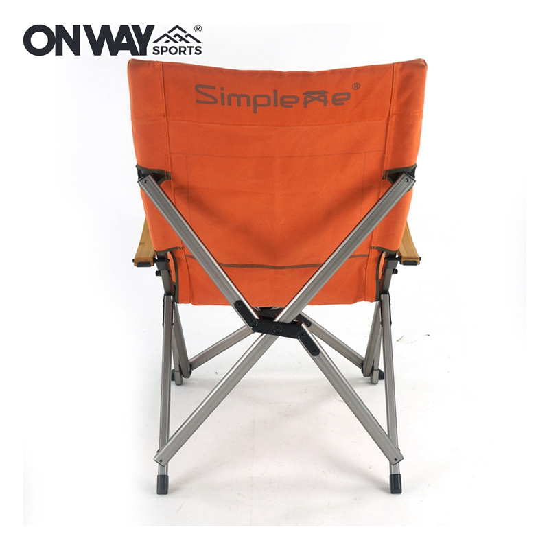 Wholesale Lightweight Portable High Back Lawn Chair Foldable Camping Chair with Bamboo Armrest