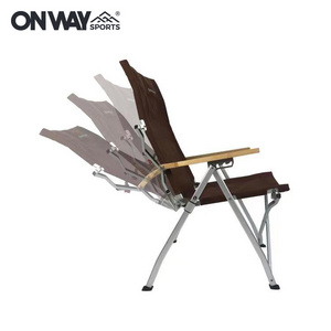 Onwaysports High Quality Outdoor Camping Chair Canvas Folding Camping Aluminium Recliner Camping Chair