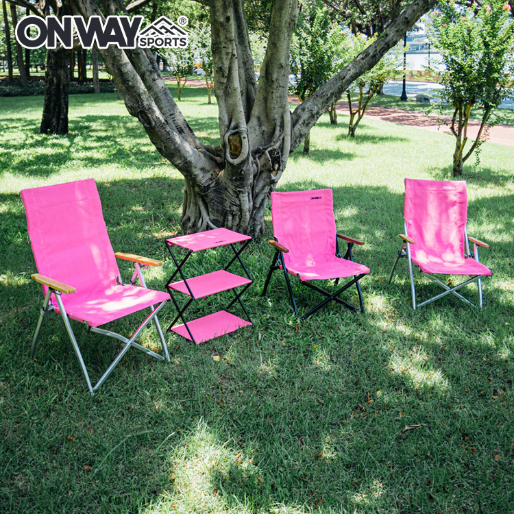 New Arrival Outdoor Pink Camping Furniture Set Folding Camping Lounge Chair Foldable Camping Storage Rack