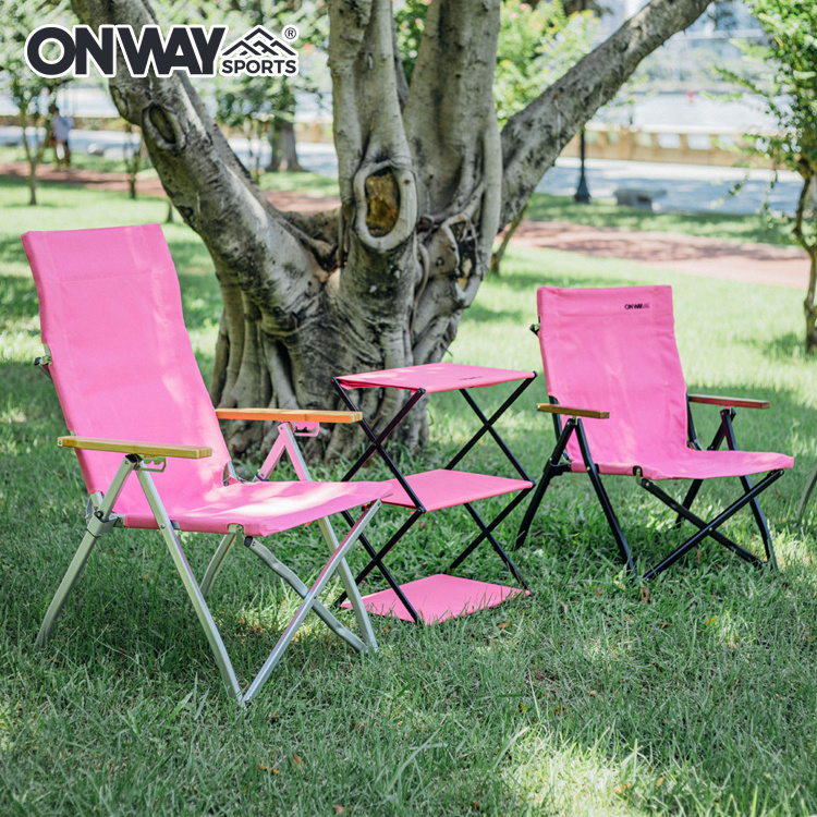 New Arrival Outdoor Pink Camping Furniture Set Folding Camping Lounge Chair Foldable Camping Storage Rack