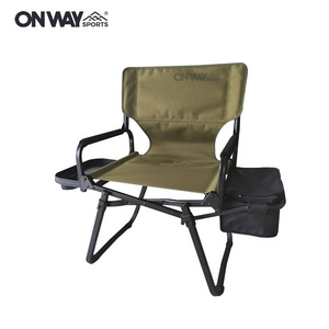 OnwaySports Aluminum Foldable Director Camping Chair with Side Table and Cooler Bag