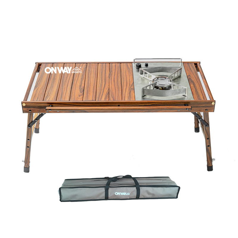 Onwaysports Lightweight Egg Roll Up Foldable Outdoor Wood Camping Kitchen Table For Picnic