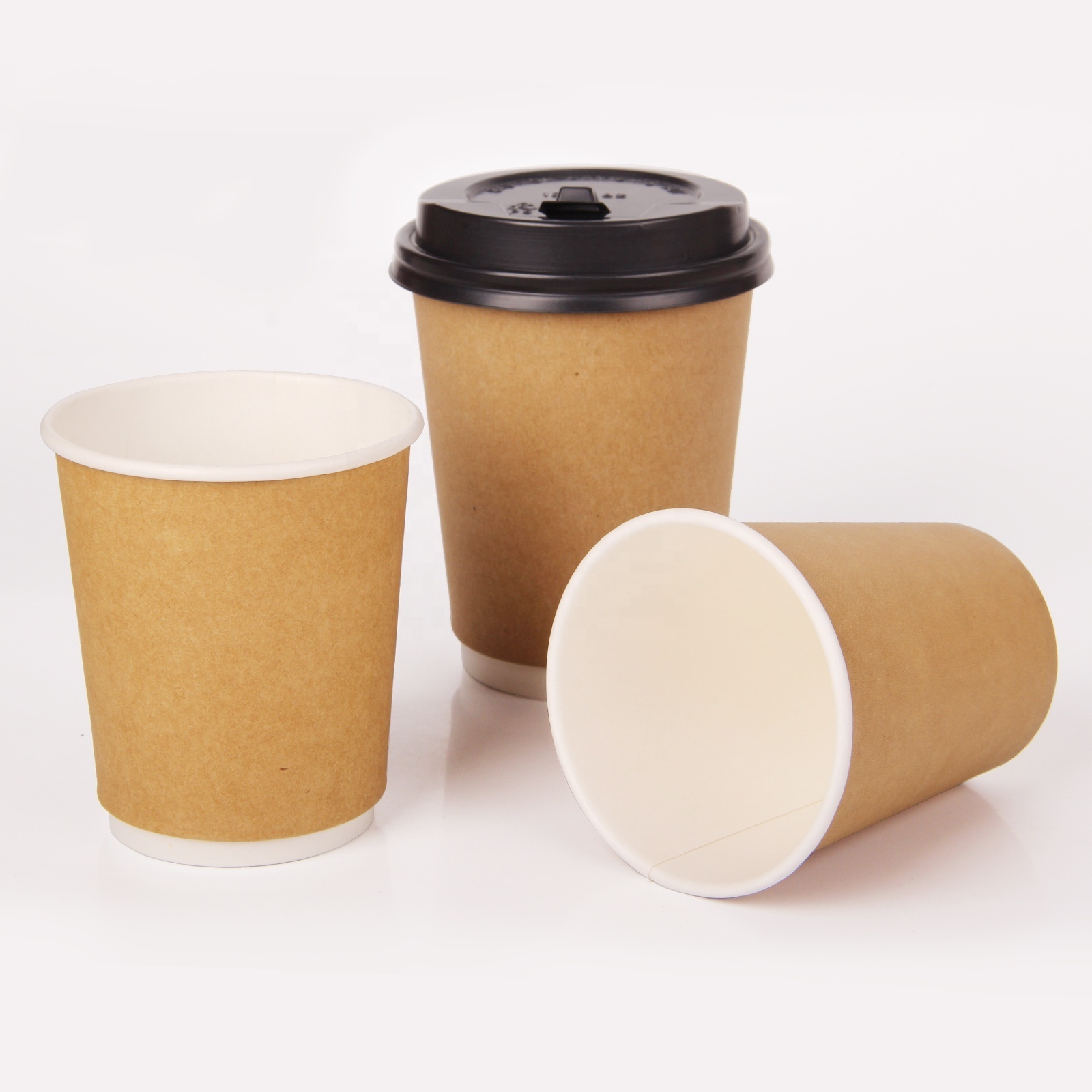 Wholesale Eco friendly 100% Compostable PLA coating Disposable double wall  paper cups for hot coffee and tea